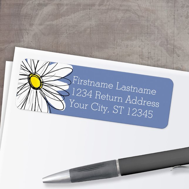Trendy Daisy Return Address Choose Back Colour (Custom Return Address Labels - Low Minimum)