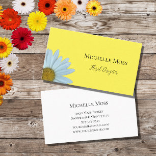 Trendy Daisy White Floral Designer Yellow Business Card