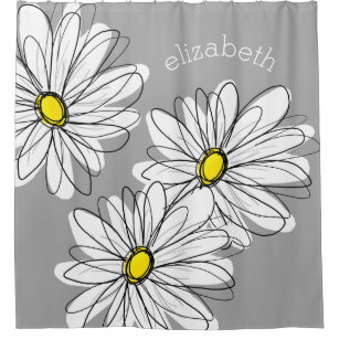 Yellow Daisy Flower Shower Curtains Zazzle Co Uk