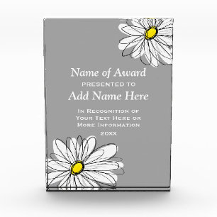 Trendy Daisy with grey and yellow Acrylic Award