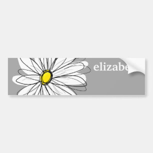 Trendy Daisy with grey and yellow Bumper Sticker