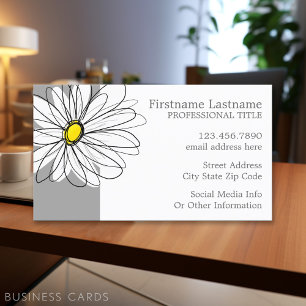 Trendy Daisy with grey and yellow Business Card