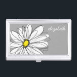 Trendy Daisy with grey and yellow Business Card Holder<br><div class="desc">A zen and whimsical,  hipster piece of art. You can add a name,  monogram or other custom text. If you need to move the art around,  click on the customise button to make changes.</div>
