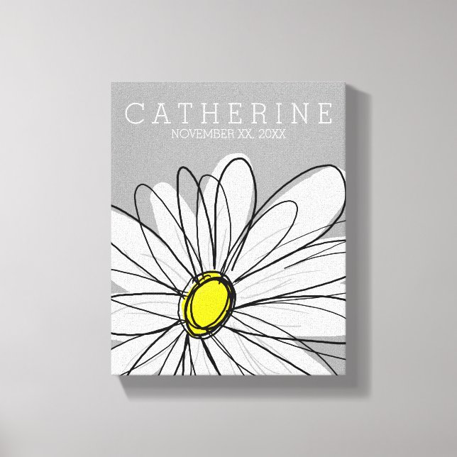 Trendy Daisy with grey and yellow Canvas Print (Front)