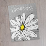 Trendy Daisy with grey and yellow Jigsaw Puzzle<br><div class="desc">A zen and whimsical,  hipster piece of art. You can add a name,  monogram or other custom text. If you need to move the art around,  click on the customise button to make changes.</div>