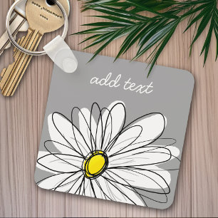 Trendy Daisy with grey and yellow Key Ring