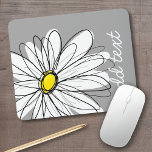 Trendy Daisy with grey and yellow Mouse Mat<br><div class="desc">A zen and whimsical,  hipster piece of art. You can add a name,  monogram or other custom text. If you need to move the art around,  click on the customise button to make changes.</div>