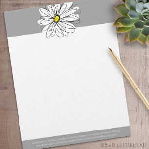 Trendy Daisy with grey and yellow Personalized Letterhead