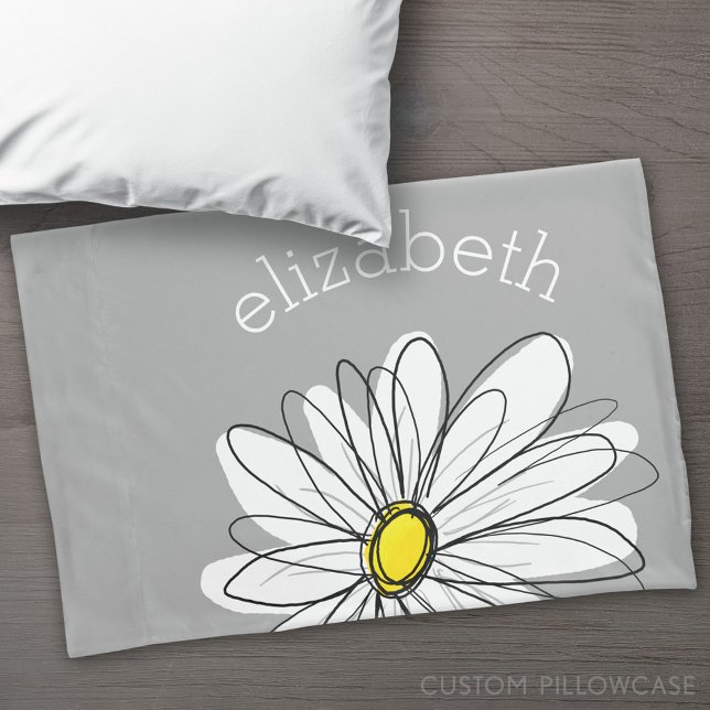 Trendy Daisy with grey and yellow Pillowcase (Custom Pillowcase)