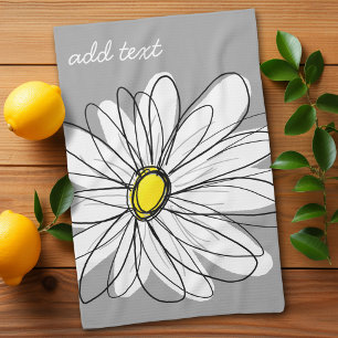 Trendy Daisy with grey and yellow Tea Towel