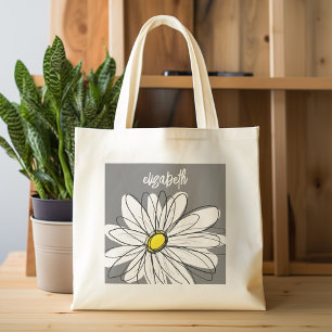 Trendy Daisy with grey and yellow Tote Bag
