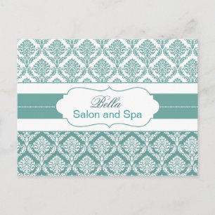 trendy damask aqua business ThankYou Cards