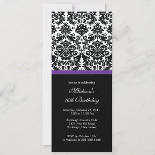 Trendy Damask Sweet Sixteen Birthday Invitation