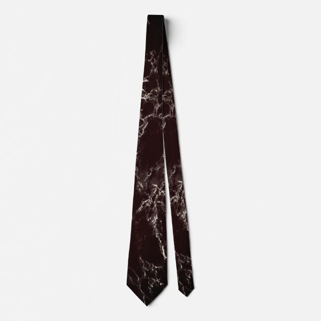 Trendy Dark Brown Marble Stone - Elegant Tie (Front)