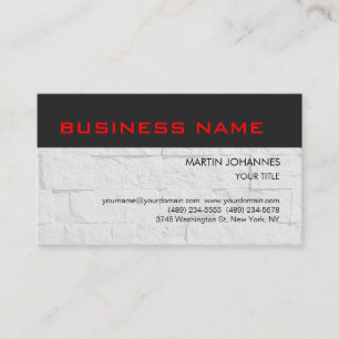 Trendy Dark Grey Brick Wall Red Business Card