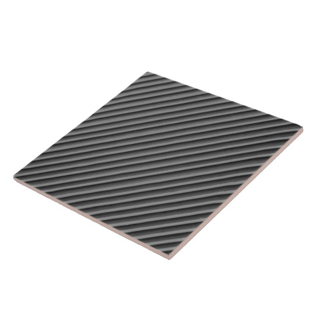 Trendy Dark Grey Faux Stripe Ceramic Tile (Side)
