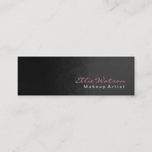 Trendy Dark Grey Pink Makeup Modern Professional Mini Business Card (Front)