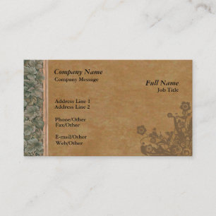 Trendy Dark Parchment Ivy Business Card Template