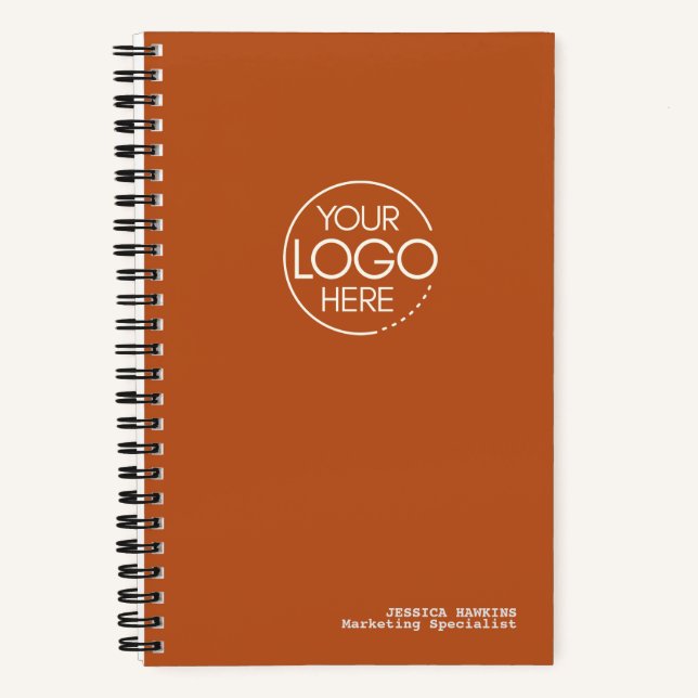 Trendy Dark Pumpkin Orange Modern Logo Notebook (Front)