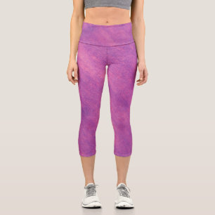 Trendy Dark Purple and Pink Felt Fabric Texture Capri Leggings