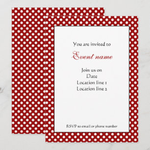 Trendy Dark red and White polka dots Invitation