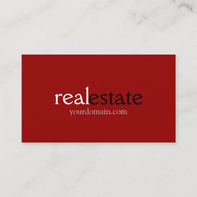 Trendy Dark Red Real Estate Agent Business Card (Front)