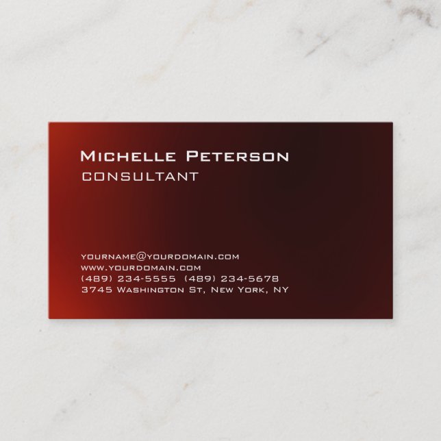 Trendy Dark Red Unique Personal Modern Business Card (Front)