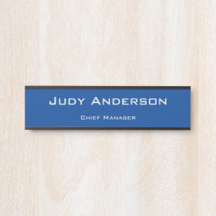 Trendy Deep Blue Professional Plain Modern Elegant Door Sign