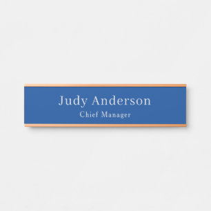 Trendy Deep Blue Professional Plain Modern Elegant Door Sign