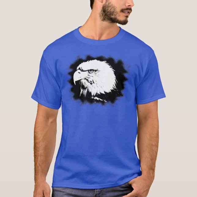 Trendy Deep Royal Blue Modern Elegant Eagle Head T-Shirt (Front)
