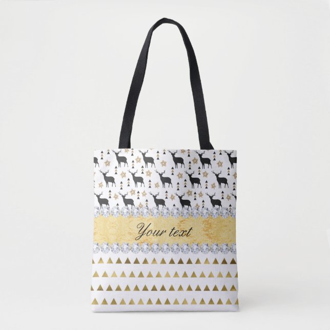 Trendy Deer Triangles Pattern and Diamonds Tote Bag (Front)