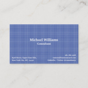 Trendy Denim Blue Chequered Pattern Modern Elegant Business Card