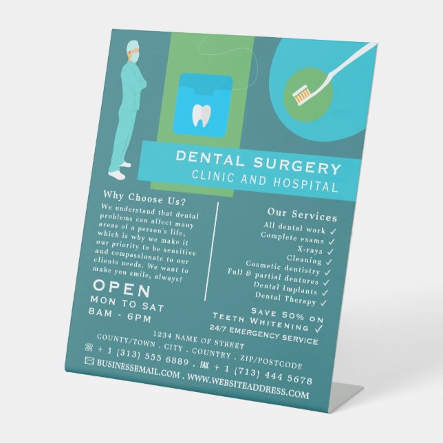 Trendy Dentist Design, Dentistry, Dentist Adver Pedestal Sign (Front)