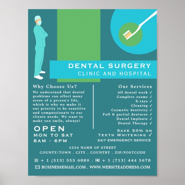 Trendy Dentist Design, Dentistry, Dentist Advert Poster (Front)
