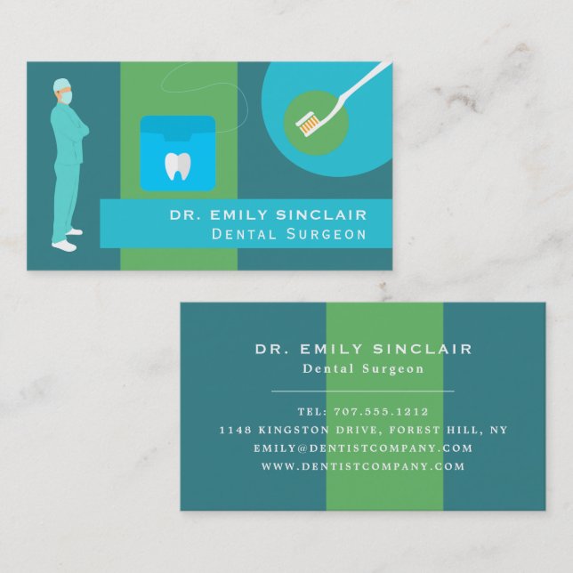 Trendy Dentist Design, Dentistry, Dentist Business Card (Front/Back)
