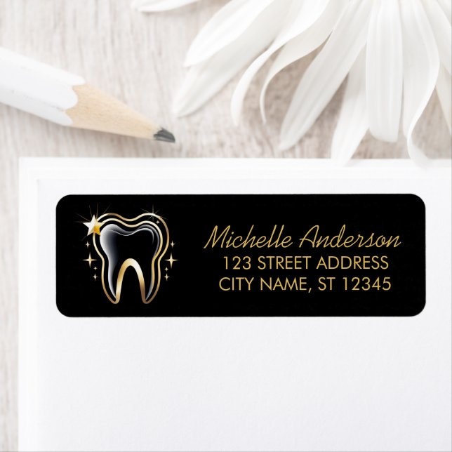 Trendy Dentist Office Black Gold Return Address (Insitu)