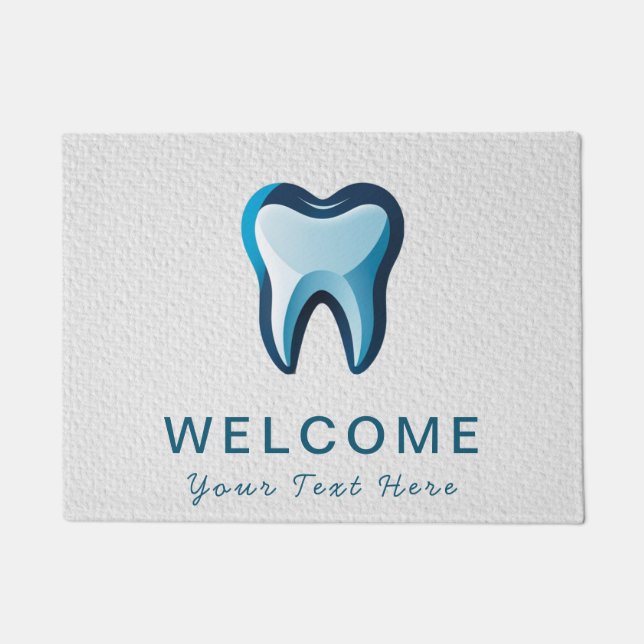 Trendy Dentist Professional Dental blue white      Doormat (Front)