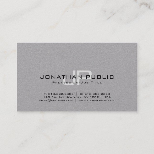 Trendy Design Elegant Monogrammed Minimalist Plain Business Card (Front)