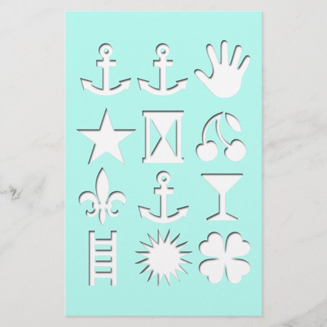 Trendy Design pale Blue Staionery Stationery (Front)