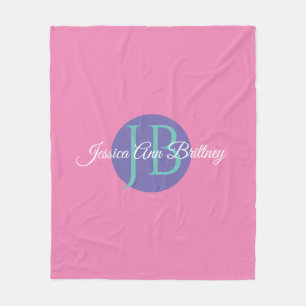 Trendy Design Personalise Kid's Name & Monogram Fleece Blanket