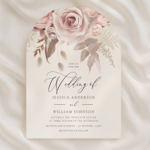 Trendy Designer Dusty Rose Blush Arch Wedding Invitation