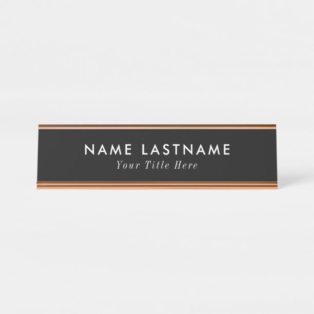 Trendy desk name plate with editable name & title  (Front)