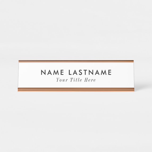 Trendy desk name plate with editable name & title  (Front)