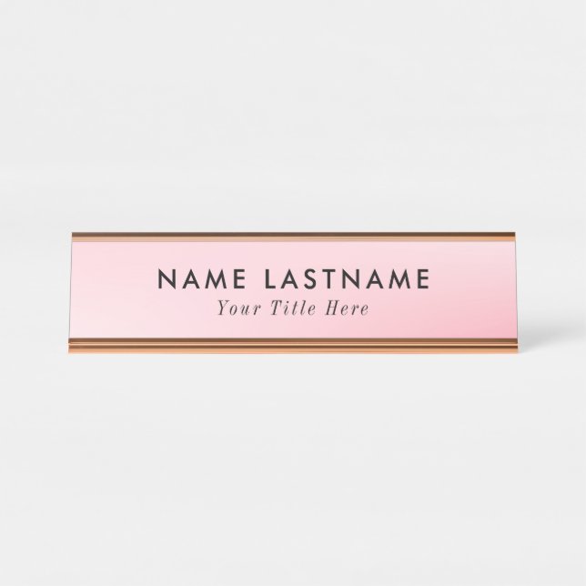 Trendy desk name plate with editable name & title  (Front)