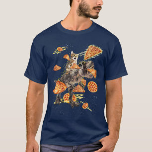 Trendy Dinosaur And Cat Galactic Pizza Humour 3300 T-Shirt