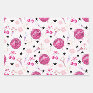 Trendy Disco Celebration Party Seamless Pattern Wrapping Paper Sheet