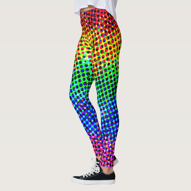 Trendy Disco Rainbow Colour Gradient Pixels Party Leggings (Left)