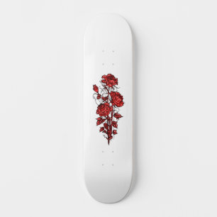 Trendy Distressed Grunge Red Rose Skate Deck