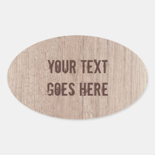 Trendy Distressed Text Brown Wood Board Look Oval Sticker