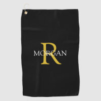 Trendy DIY Monogram & Name, Gold/White Text, Black